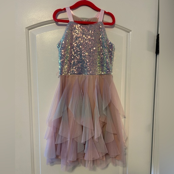 Emerald Sundae Other - Sparkling Pink Sequin Kids Dress - 7